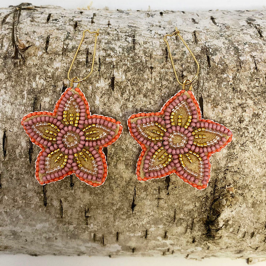 coral beaded flower