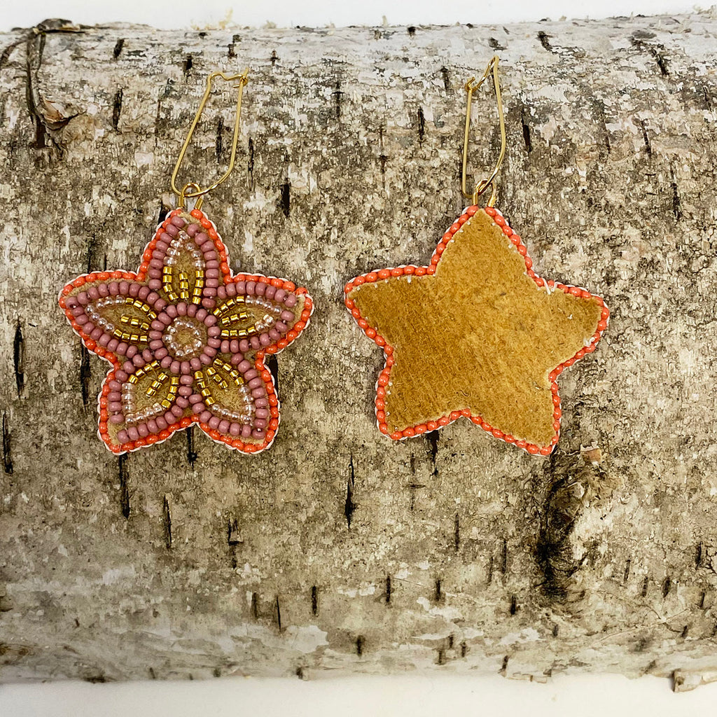 coral beaded flower