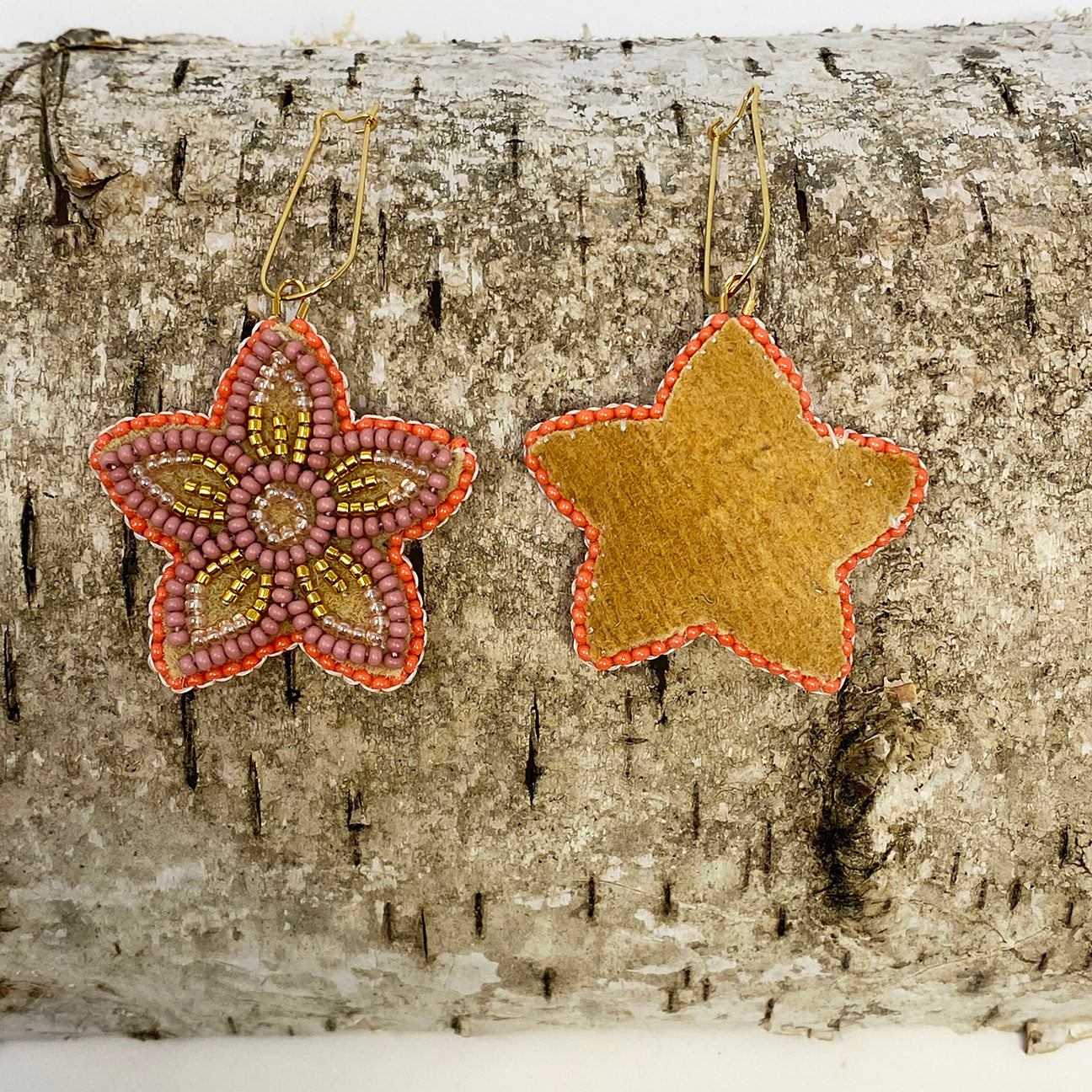 coral beaded flower