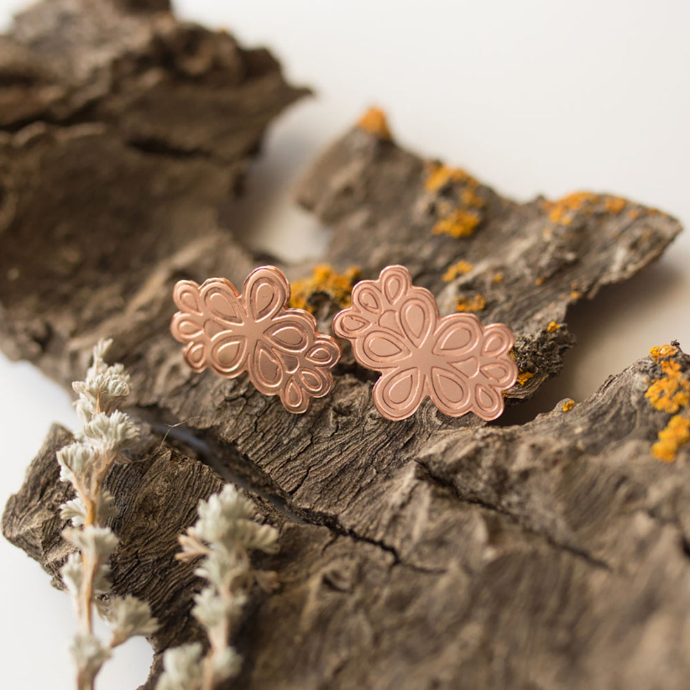 Etched Flower Earrings